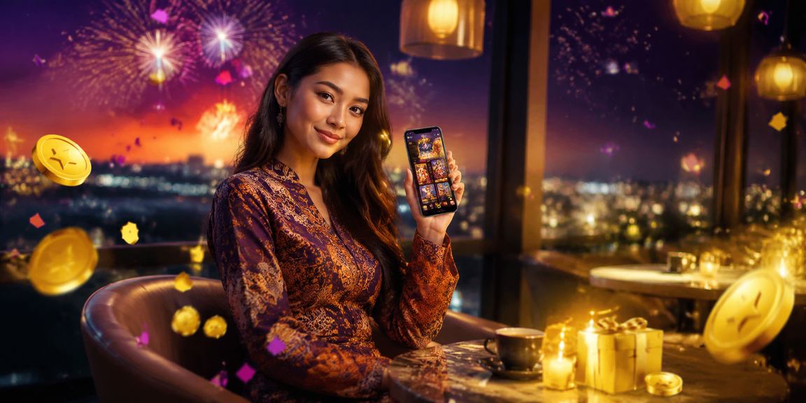 Pengguna Malaysia menggunakan aplikasi mudah alih 37001 dengan latar batik tempatan
